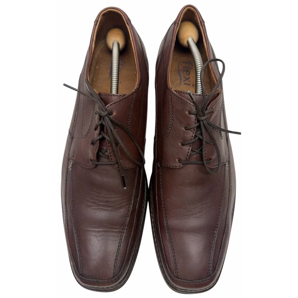 Flexi Mens Brown Leather Comfort Loafers Lace Up Size 13‎  78301